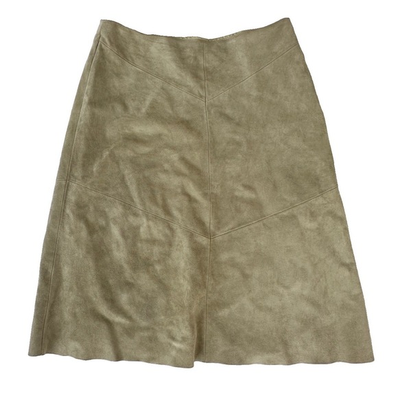 Banana Republic Dresses & Skirts - Banana Republic Genuine Leather Skirt Sage Green A-Line Suede Finish Y2K Size 6